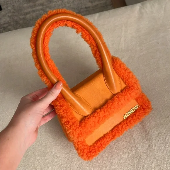 Jacquemus Orange Shearling Chiquito Moyen